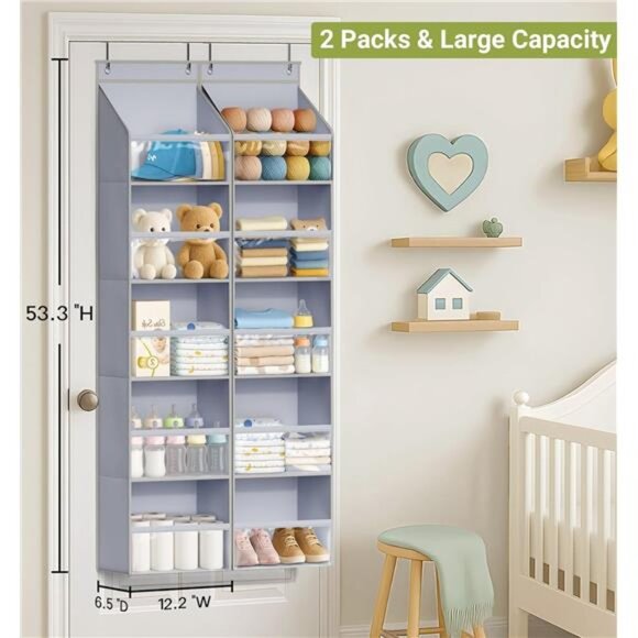 2 Pack Over Door Organizer Large Capacity Baby Closet Storage Nursery Bathroom - Picture 2 of 7